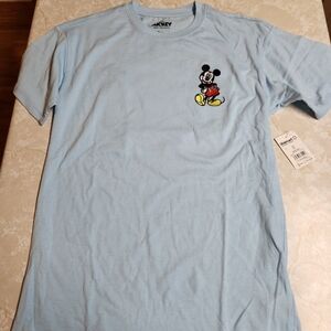 Disney Mickey and Friends Light Blue Embroidered Tee T-Shirt Sz XS